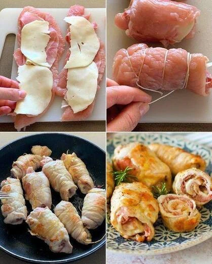 Rollitos de Pollo con Jamón y Queso