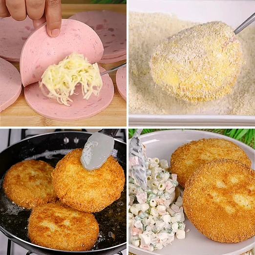 Tortitas de Jamón Rellenas de Queso
