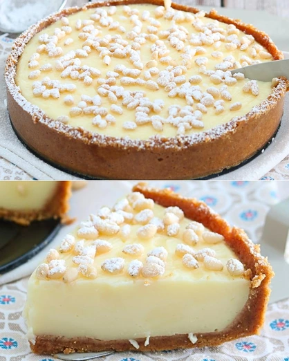 Tarta de Crema Pastelera con Piñones (Torta della Nonna)