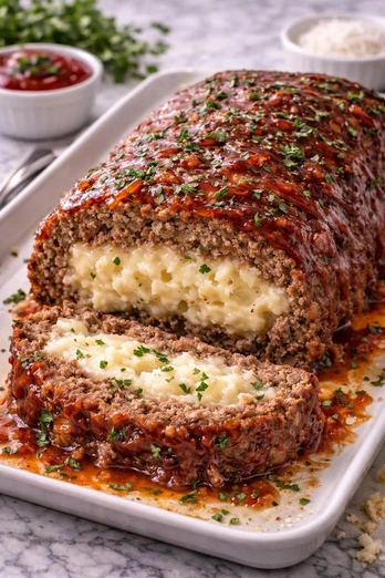 Rollo de Carne Molida Relleno de Puré de Papa