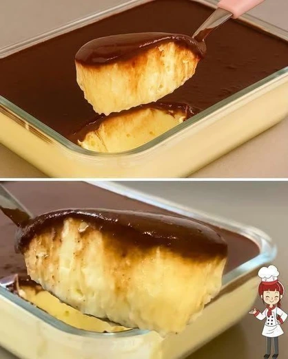 Postre Cremoso de Vainilla con Cobertura de Chocolate