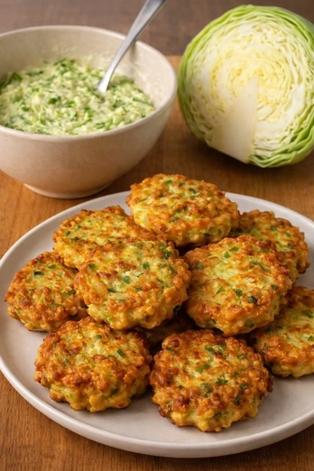 Tortitas de col blanca con salsa de yogur