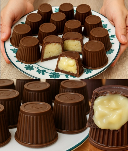 Bombones de Chocolate Rellenos de Crema de Coco