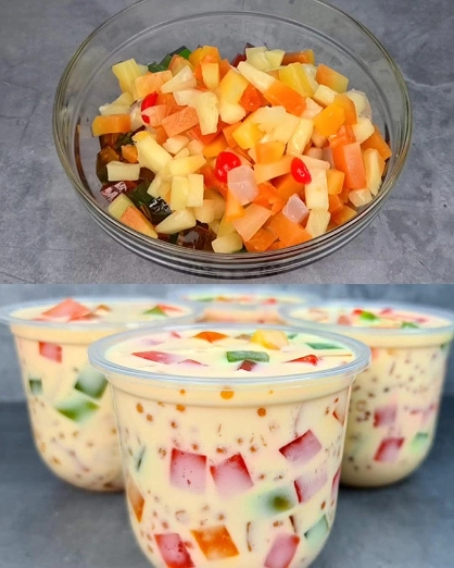 Cóctel de Frutas con Gelatina y Crema de Tapioca