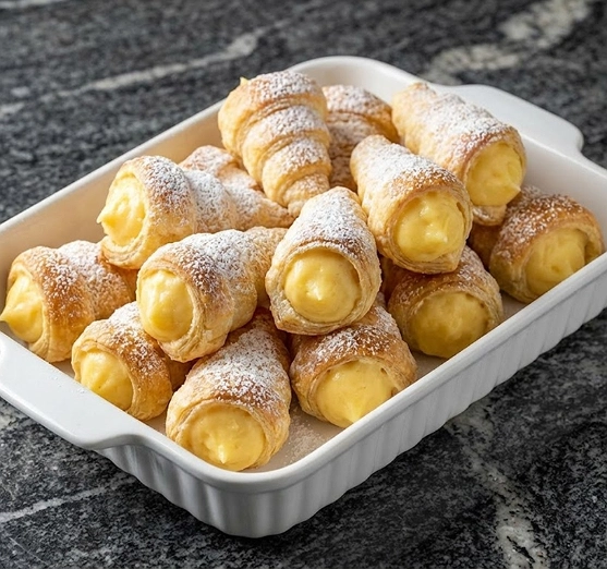 Conos de Hojaldre Rellenos de Crema Pastelera