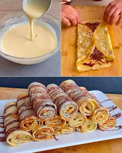 Crepas Enrolladas de Chocolate con Avellana