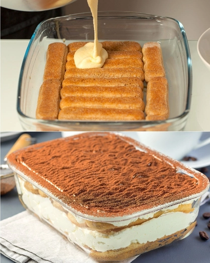 Tiramisú Clásico con Soletas y Cacao en Polvo