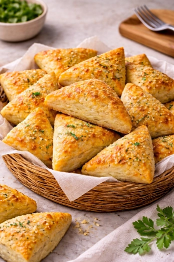 Triángulos de Hojaldre con Queso Parmesano y Perejil